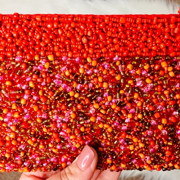 Red Orange About Color beaded Wristlet - Picture 5 of 5